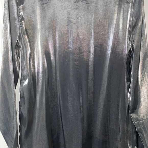 I.N Studio shiny shelves button down blouse - Picture 7 of 9